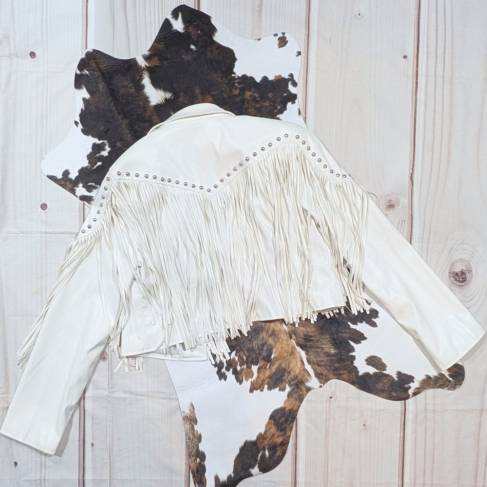 Studded Fringe Leather Jacket